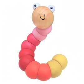 GERILEO Montessori Wooden Jointed Worm Set of 2 Colourful Educational Toys - Improves Creativity, Concentration and Intelligence - Helps Counting Recognition of Colours (Pack: Blue + Pink)