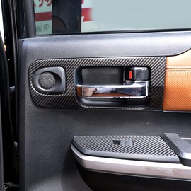 LLKUANG Car Inner Door Handle Frame Panel Cover Trim for Toyota Tundra 2014-2021 Interior Accessories (High Configuration, ABS, Carbon fiber)