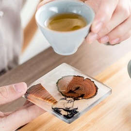 Acpetdr Wooden Coasters, Wooden Resin Coasters, Pine and Resin Beverage Coasters, Tea Coasters, Coffee Coasters, Dining Table Coasters for Dining Table Home Decoration