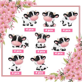 32 Pieces Cow Print Cutouts Cow Print Farm Animal Party Decorations for Children's Party Western Cowboy Theme Kids Birthday Party Decorations