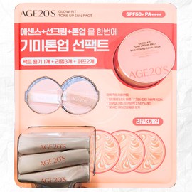 AGE2WENNESS Age Tuwenis Glow Fit Tone Up Sun Pact Refill x 3 + Puff x 2 / AGE20'S Sun Pact / 에이지튀웨니스 글로우핏 톤업선팩트 리필 x 3 + 퍼프 x 2 / AGE20'S 선팩트