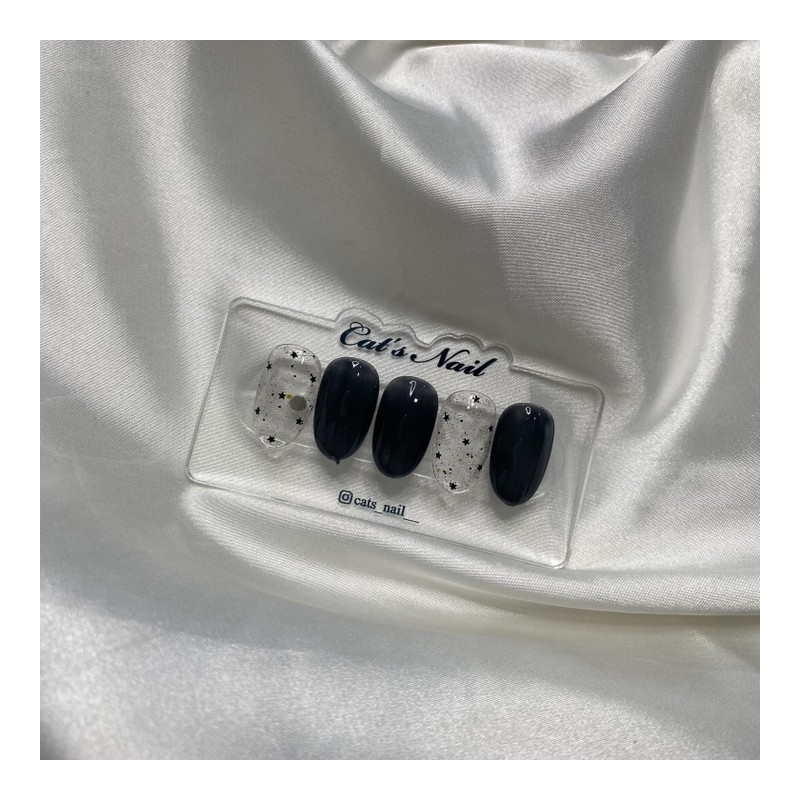 Byul Black Syrup Nail Handmade Nail Tips - Coffin /