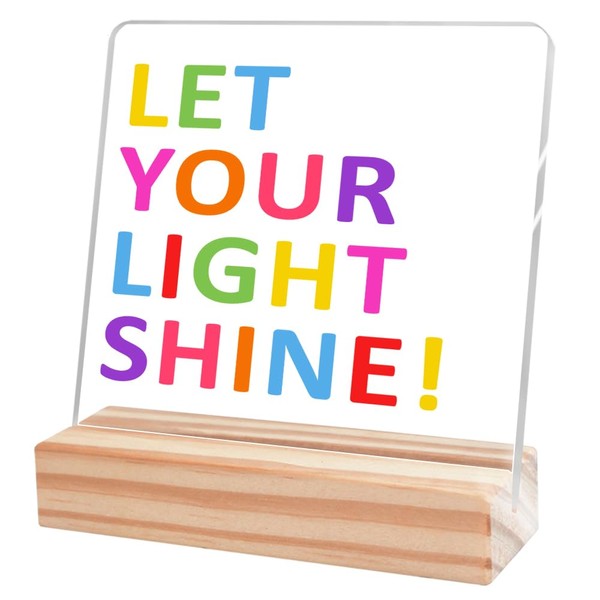 Motivational Desk Decor,Inspirational Quotes Let Your Light Shine Acrylic Desk