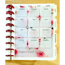 Handmade Important Dates 2 Sided Dashboard Insert for use with Classic Happy Planner-