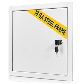 BOZZON Access Panel for Drywall 10 x 10 inch – Metal Door with Key Lock, 18 GA Steel Frame, Wall Hole Cover, Plumbing Access Door, White