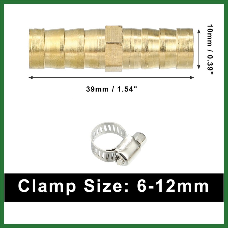 Motoforti 1 Set 10mm Copper Hose Barb Fitting Connector with