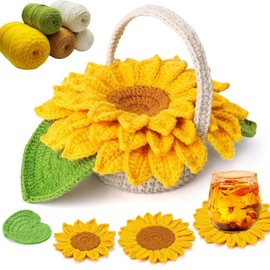 Crochet Set for Beginners, Plant Beginners Crochet Set, Crochet Hook Set Crochet for Beginners, Crochet for Beginners, with Instructions (English language not guaranteed), Potted Plant Coaster