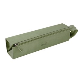 Rhodia Rhodiarama 319032C Pencil Case Rectangular 23 x 5 x 5 cm Flat Opening Long Zip Practical and Elegant Faux Leather Celadon 1 Item