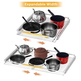 SANNO Pull Out Cabinet Organizer, Slide Out Kitchen Cabinet Storage Sliding Shelves, Bottom-Mounted,Expandable Slide Out Shelves for Home, Kitchen, Bathroom, Pantry, Closet(1pack)