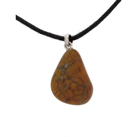 TF Premium Gemstone Pendant for Men and Women, Tumbled Stone Pendant with Eyelet Made of 925 Silver, Chain Pendant with Textile Ribbon, Exclusive Gemstones Finished in Germany, Silver