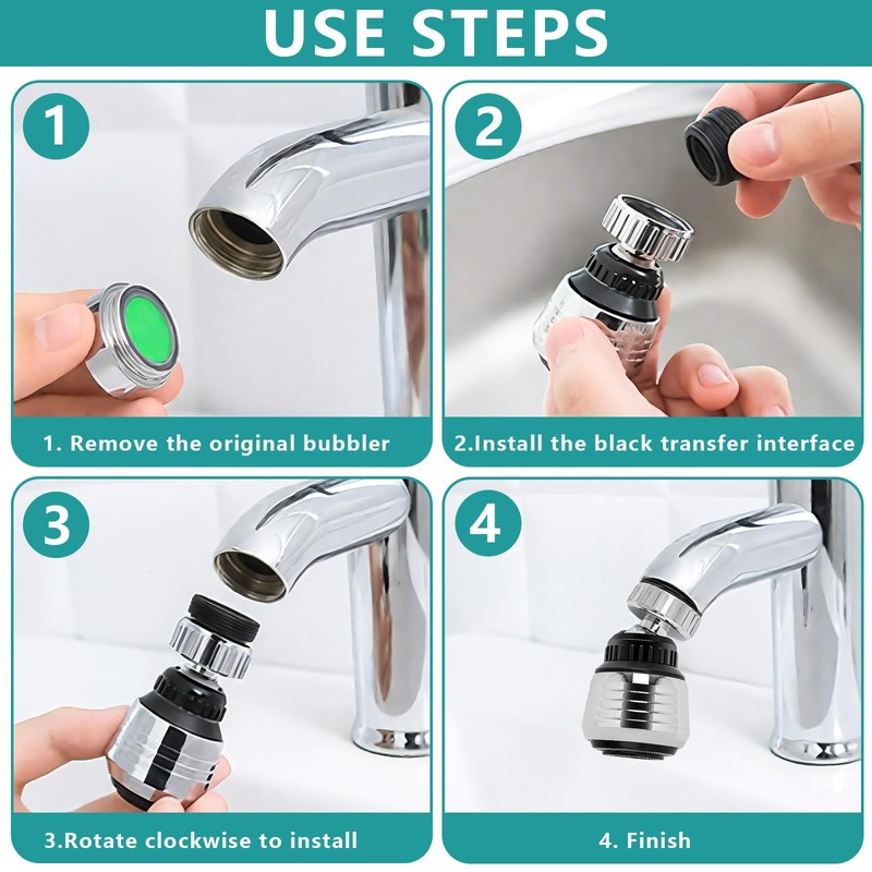 YOUNGSAY Set of 4 Aerator Tap Kitchen, 2 Modes Water