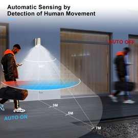 Allesgute Outdoor Wall Lights with PIR Motion Sensor, IP44 Stainless Steel Outdoor Lights Mains Powered Security Lights Outside 240V for Porch Front Door with 1x 5W GU10 Bulb Cool White 6000K