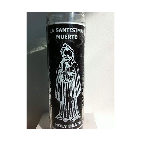 Holy Death (Santa Muerte) 7 Day Black Unscented Candle in Glass
