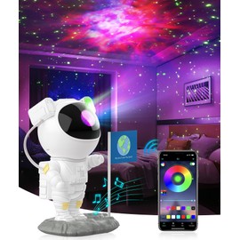 FOMYHEARD LED Starry Sky Projector Astronaut Night Light, DIY 256 RGB Nebula Galaxy Projector with App Control, Bluetooth Speaker and Timer, Star Projector Lamp for Children and Adults