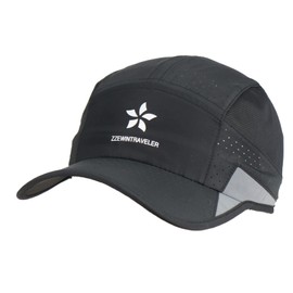 ZZEWINTRAVELER Reflective Running Cap Quick drying sports Hats Lightweight Breathable Unstructured Soft baseball cap Unisex (Black-B)