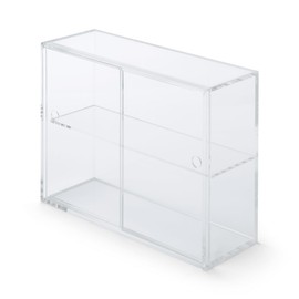 MUJI 02856120 Acrylic Collection Stand with Sliding Door, Small, Approx. Width 10.9 x Depth 3.3 x Height 7.2 inches (25.2 x 8.4 x 18.4 cm)
