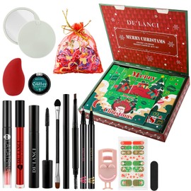 DE'LANCI 2024 Christmas Delight Makeup Advent Calendar Gift Set for Women Teens Girls, Surprise 12 Days Christmas Countdown Calendar Beauty Cosmetic Starter Box, Cruelty Free