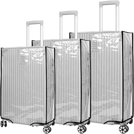 LimCryspp 3Pcs Luggage CoversClear PVC Luggage Travel Suitcase Cover Protectors Luggage ProtectorCoverfor 30 Inch Luggage Dustproof Clear Suitcase Cover 20+24+28inch for Luggage Travelling