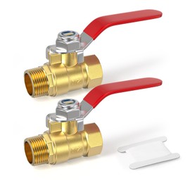 GORAGUCHI 4PCS Heavy Duty Brass Mini Ball Valve, 1/2" NPT Male x Female Shut Off Switch, for Air Compressor Thread Pipe Fitting