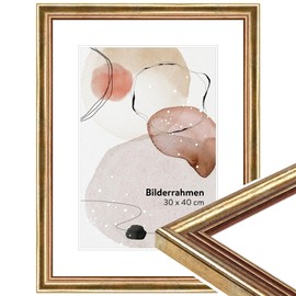WANDStyle Bilderrahmen Gold DIN A5 15x21 cm aus Holz im Antik-Stil mit Aufsteller und Aufhänger, Fotorahmen Made in Germany - H400