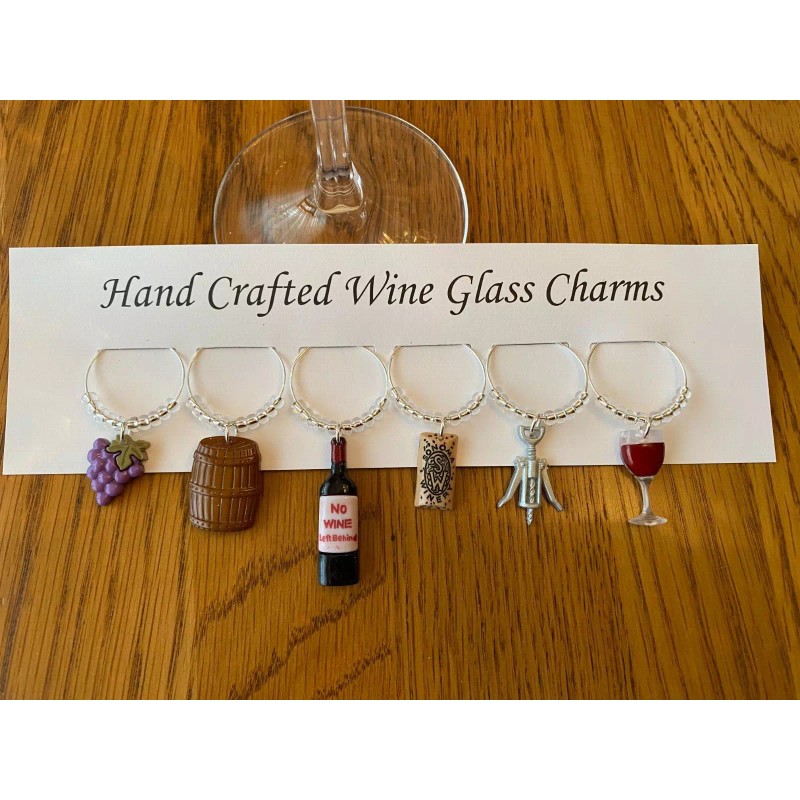 hand crafted " WINE THEMED" SET OF 6 Hand Crafted