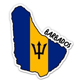 Squiddy Barbados Map with Flag - Vinyl Sticker Decal for Phone, Laptop, Water Bottle - 3"