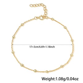 Cute Ball Bracelet for Women 925 Sterling Silver Satellite Beaded Chain Adjustable Bracelets Dainty Birthday Jewelry Gifts (Gold)
