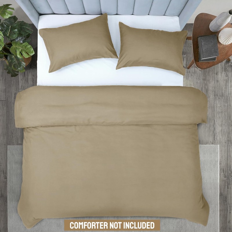 Imperial Rooms Single Duvet Cover Set Brushed Microfiber Plain Beige