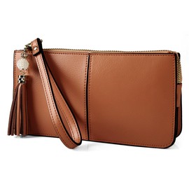 befen Genuine Leather Wristlet Clutch Cell Phone Purse and Handbags for Women, Womens Large Capacity Wallet Zip Pocket Card Holder Small Clutch Bag