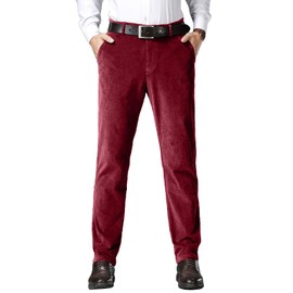Wemaliyzd Men Casual Corduroy Work Cargo Pants Elastic Waist Suit Trousers FZ130-TR(Burgundy,29W30L)