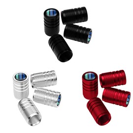 4x Trendy Car Tyre Valve Caps For Accessories Made Of Aluminum Alloy For For Tyre Valve Caps SUVs, red