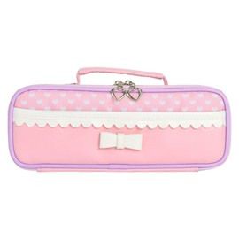 Raymei Fujii Pencil Case, Girls, Elementary School Students, Topliner, Pen Case, Elementary School Students, Large Capacity, Kids, Heart, Ribbon, Lace, Dots, Compact, Compact, Multi-functional Pen