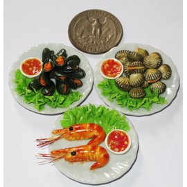 3 Lovely Mix Sea Food Dollhouse miniature Food and Collectibles