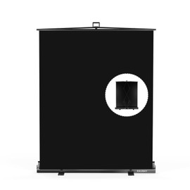【Easy Set Up】 RAUBAY 59.8 x 82.7in Collapsible Black Backdrop Screen Portable Retractable Panel Photo Background with Stand for Video Conference, Photographic Studio, Streaming