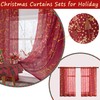 XTMYI Small Window Curtains for Kitchen Over Sink,Red Christmas Sheer