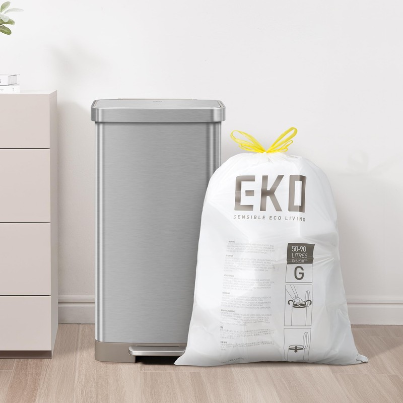 EKO 21 Gallon / 50-90 Liter,110 CountDrawstring Trash Bags, Extra-Strong