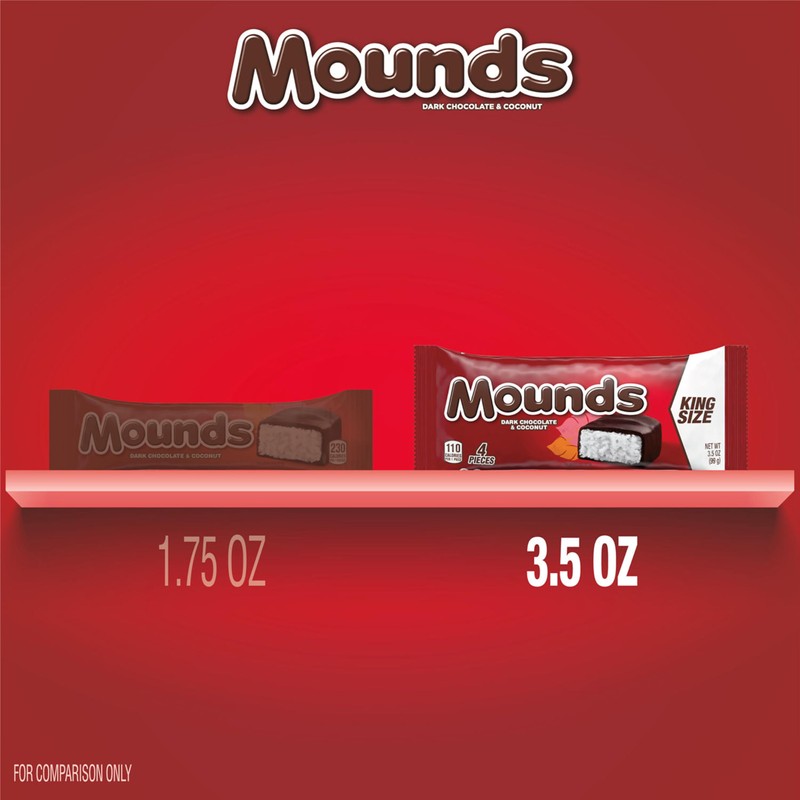 MOUNDS Coconut and Dark Chocolate King Size, Candy Bars, 3.5