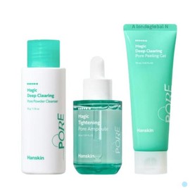 Hanskin 한스킨 매직타이트닝 모공 3종 세트 앰플 클렌저 필링 Hanskin Magic Tightening Pore 3-Piece Set Ampoule Cleanser Peeling
