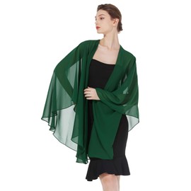 BEAUTELICATE Women's Chiffon Stole Festive Elegant Scarf Bolero Chiffon Scarf for Evening Dress Wedding Bridal Neckerchief Spring Summer, Emerald Green