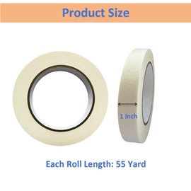 Tecaver Masking Tape, Painting Tape, General Purpose for Factory Home Office School Stationery, Labeling, Painting, Crafting, Arts use etc (2 Rolls, 1 Inch x 55 Yards)