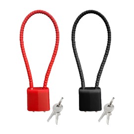 2 Padlocks with Keys, Long Shackle Padlocks, Adjustable Malleable Wire Rope Locks, Anti-Theft Locks for Bicycles, Lockers (Black, Red)