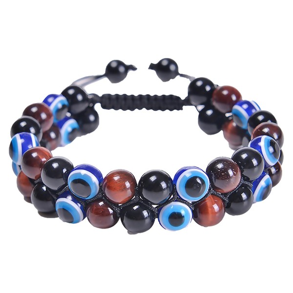YOTHIWAD Evil Eye Beads Bracelet for Women Men Tiger Eye