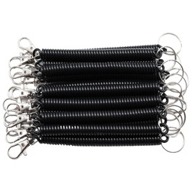 PINE & LINEN 14PCS Black Spiral Keychain, Anti-lost Safety Key Rings Stretchy Keychain, Retractable Spring Coil for Keys Wallet Cellphone/Important Items