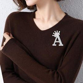 Crown Initial Brooch Pins A-Z 26 Letters Brooches for Women Girls Crystal Alphabet Letter Lapel Pin Rhinestone Badges for Hat Bag Pants 2pcs Gold+Silver Plated Initial Breastpin Gift for Valentine's