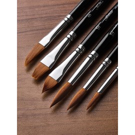 Professional Watercolour Brush Set, 10 Artist Brushes, Watercolour Brushes, Golden Maple, Sable Brush, Round Tip, Flat, Dagger, Oval Wash for Detail Painting, Watercolour Paint, Gouache