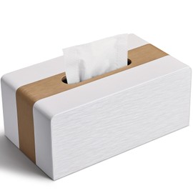 LADSTAG Cosmetic Tissues Box Tissue Box Tissue Box Tissue Box Tissue Box Tissue Box Cover Rectangular L × W × H 25 × 13.7 × 9.4 cm (Gold & White)