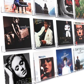 Gotega 12 Pack Vinyl Record Shelf Wall Mount, 12 inch Album Record Holder Display, Clear Acrylic Floating Shelves for Wall, Suitable for Bedroom, Living Room, Magazine Shelf, Kids Bookshelf, etc