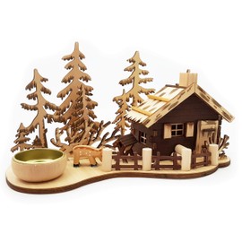 Wichtelstube-Kollektion Smoking House Smoker Mountain Hut with Tea Light Holder Forest House