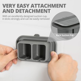 ONUCP Silicone Suction Toothbrush Holder - 2 Slots | Wall-Mounted, Reusable Bathroom Organizer for Home & Travel - Clay Gray