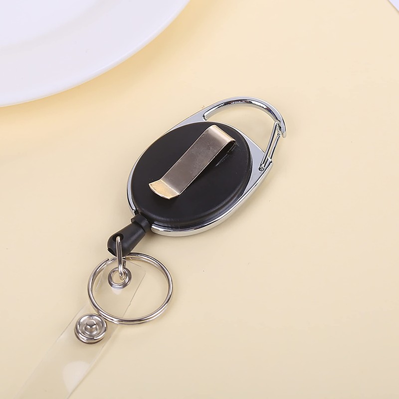 2Pcs Retractable Keyring Retractable Badge Reel Easy Pull Extendable Carabiner
